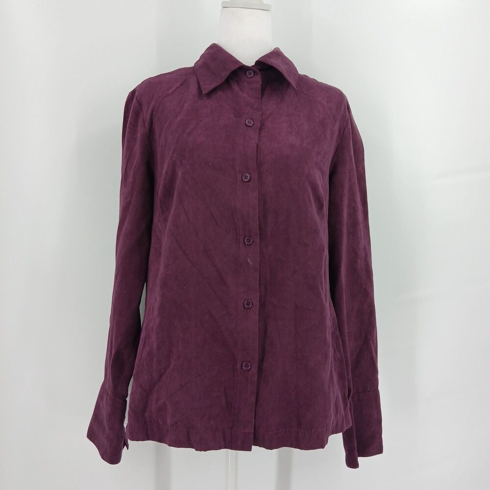 Vintage Y2K Studio 1940 Purple Corduroy Button Down Shirt Women Size L